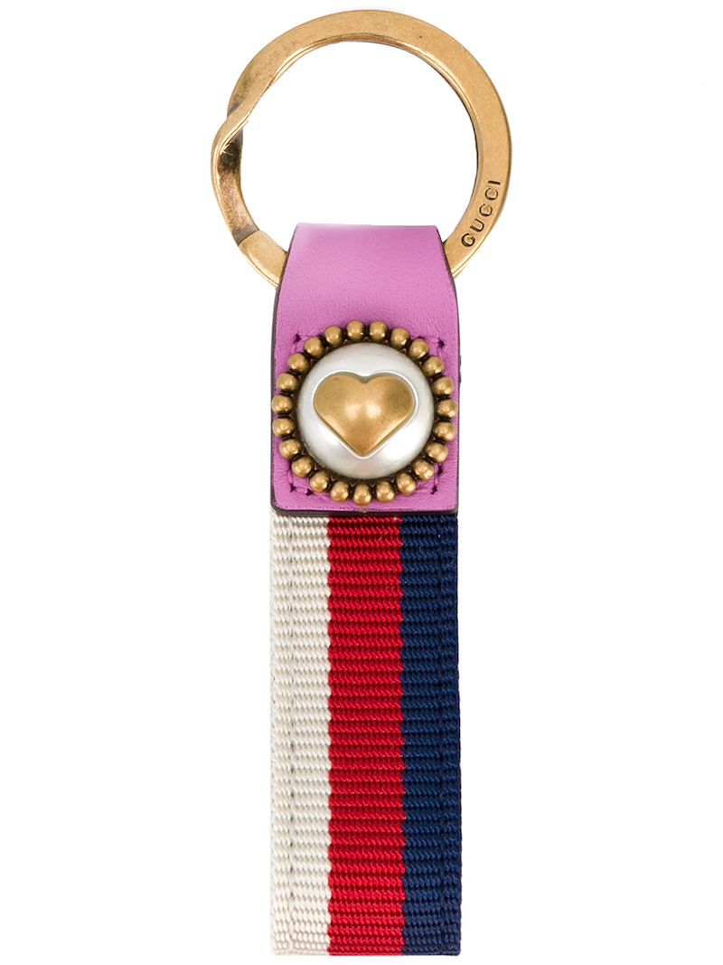 Gucci брелок для ключей с полоской Web и сердцем